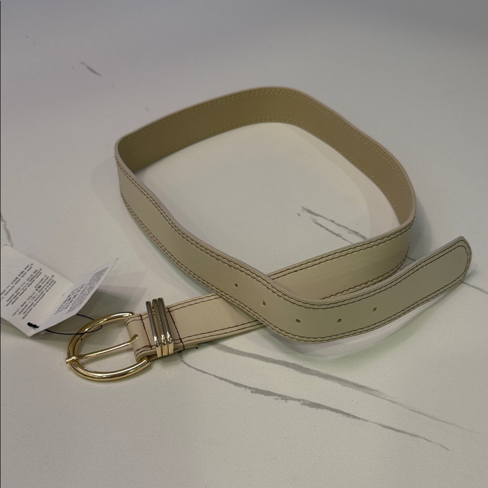Zara Cream Belt with Gold Buckle